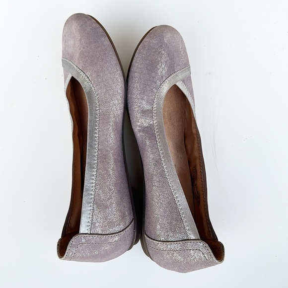 Vionic Spark Caroll Snake Print Ballet Flats Closed Toe Suede Leather Purple 6 - Picture 3 of 7